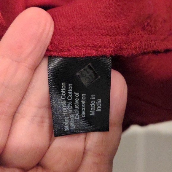 Lane Bryant Red Embroidered Square Neck Cotton Blouse - Size 14 - Picture 5 of 7